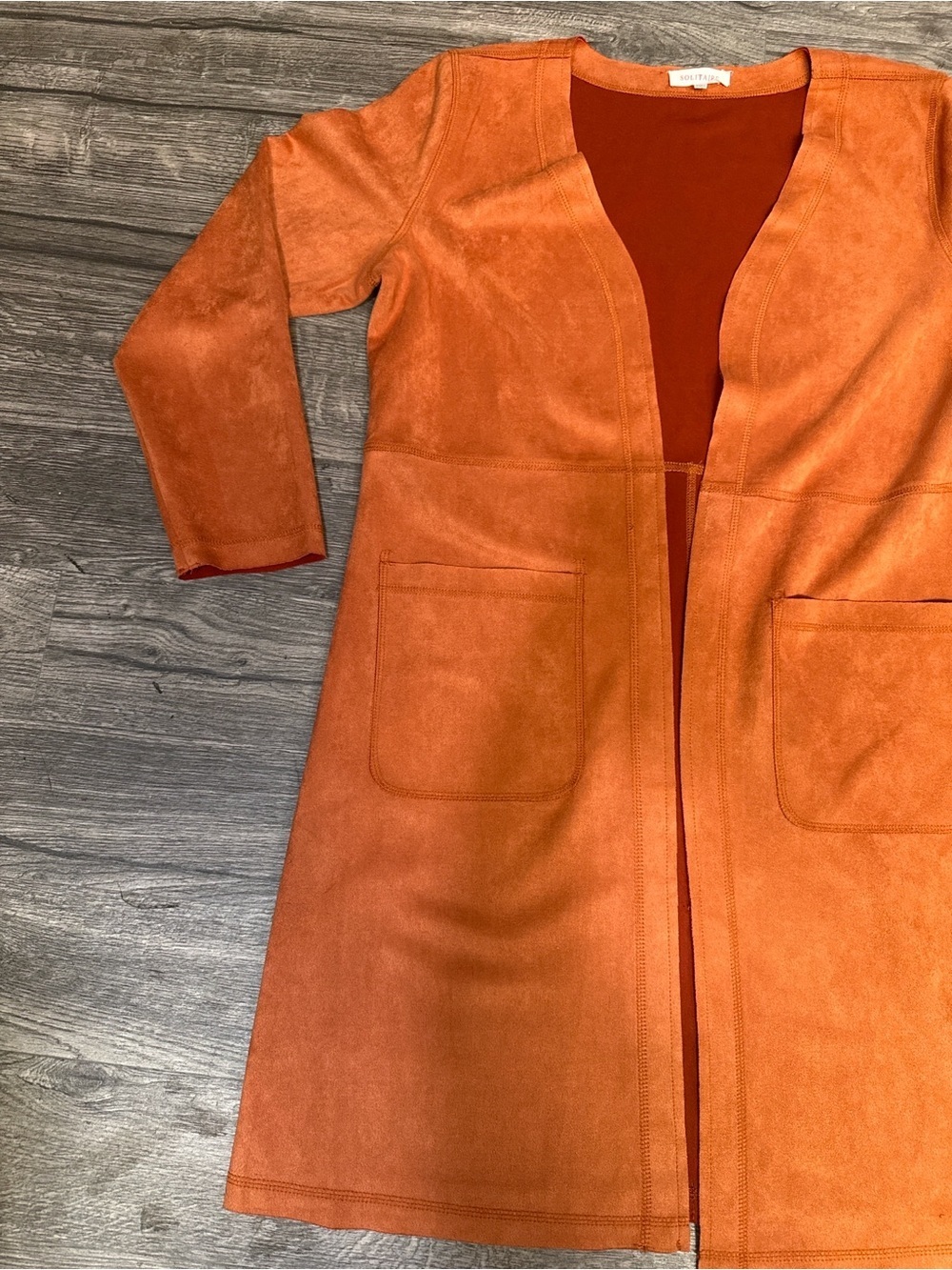 Solitaire Rust Open-Front Trench Coat - Picture 4 of 7